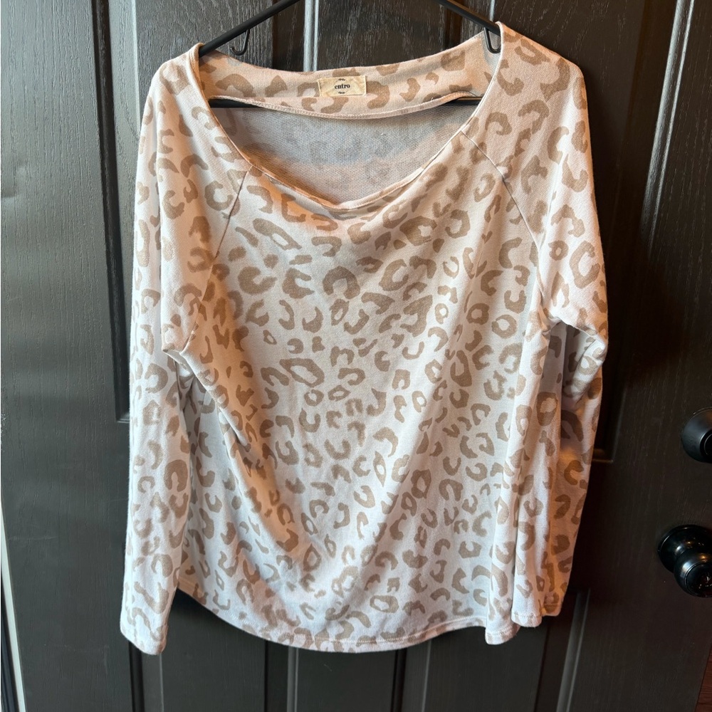 Leopard Print Cowl Neck Top
